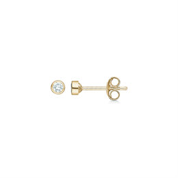 14 kt. guld ørestikker 3 mm syntetisk cubic zirconia i rørfatning.