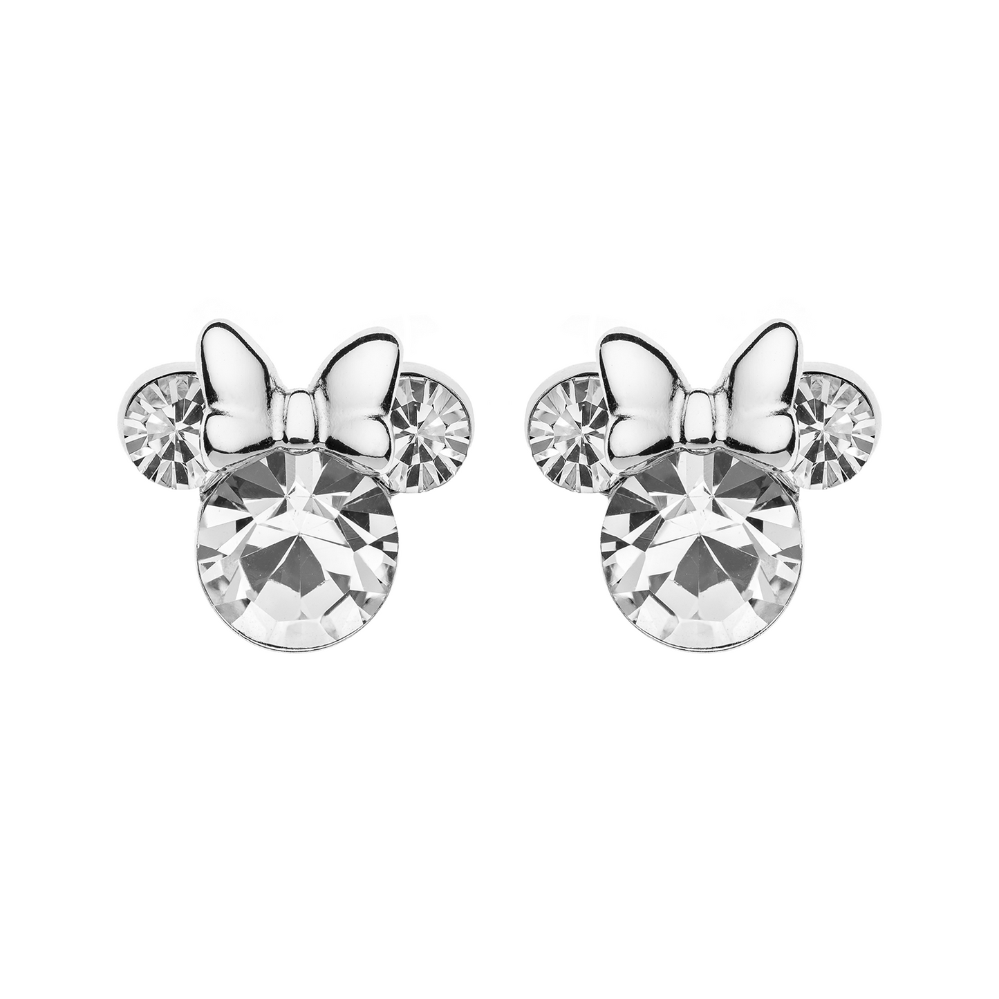 Sølv ørestikker Minnie med en stor  cubic zirconia som ansigt og ører. Sølv sløjfe