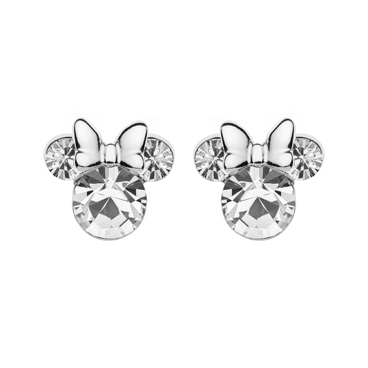 Sølv ørestikker Minnie med en stor  cubic zirconia som ansigt og ører. Sølv sløjfe