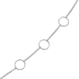 Sølv armbånd rhodineret 3 runde banket ringe m/anker Længde 17 cm.