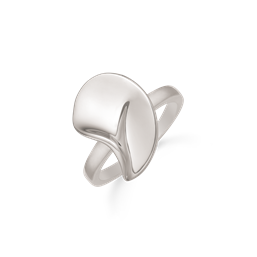 Sølv ring rhodineret skæv blad.