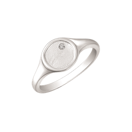 Sølv ring rhodineret blank cirkel med med mat indeni