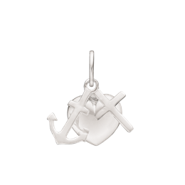 Sølv vedhæng tro, håb og kærlighed. Mål: 12 x 10 mm.