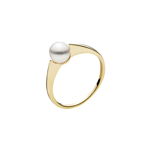 14 kt. guldring med kulturperle