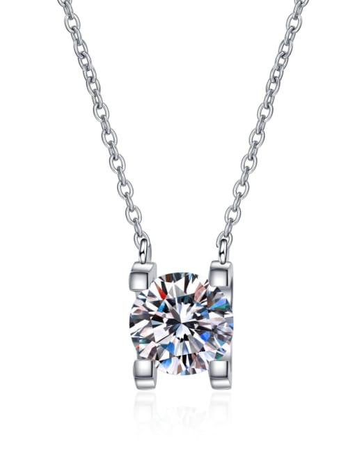 Sølvvedhæng, isat 1.00 moissanite, belagt med platin/rosaguld