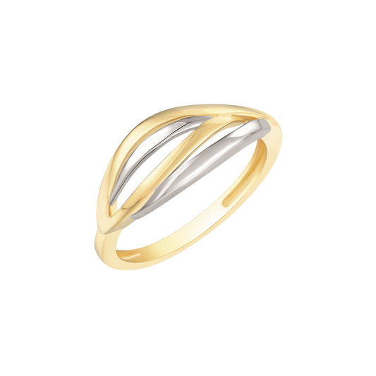 14 kt. guld ring oval bue af 3 streger.