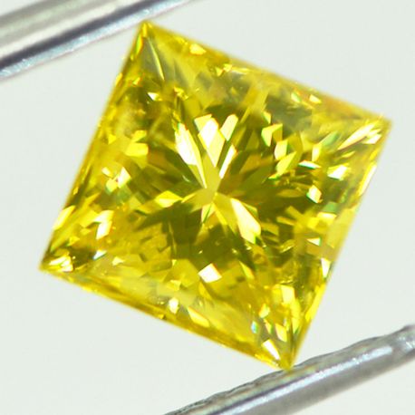 Princess Diamond, 1.20 Carat , Fancy Vivid Yellow Color