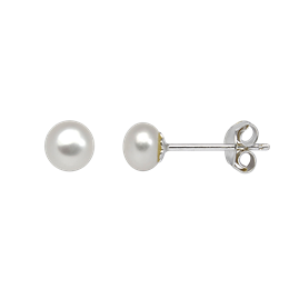 Sølv ørestikker med ferskvandsperle 5 mm.
