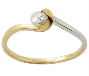 Ring i 14 kt guld og hvidguld med diamant