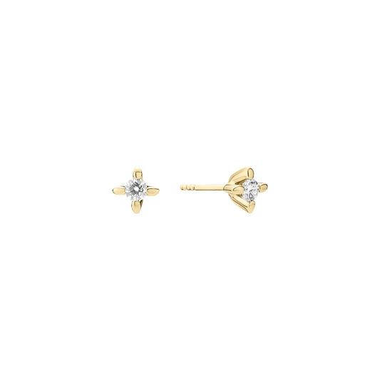 8 kt. guld ørestikker med lab grown diamanter 2x0,10 TW.VS