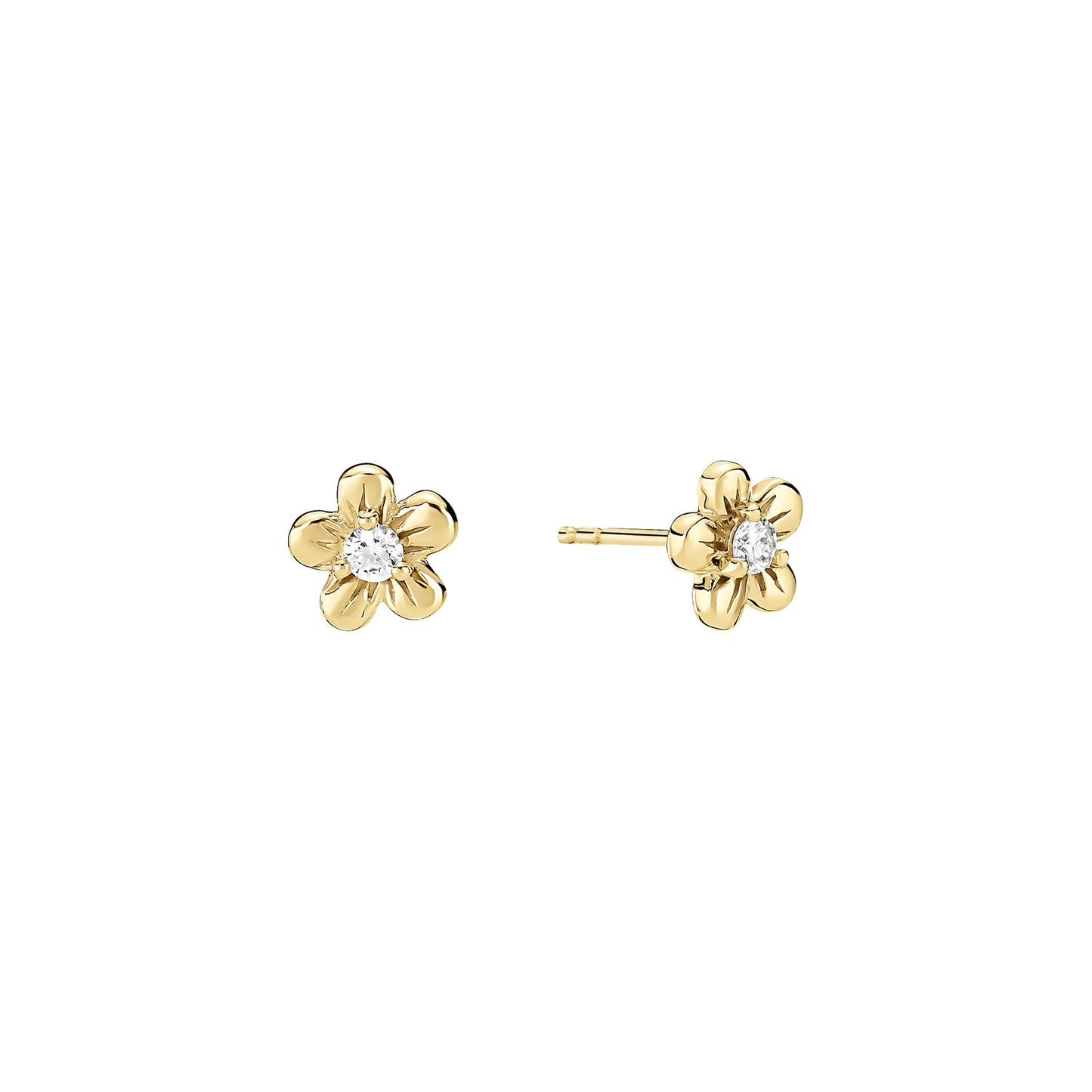 8 kt. guld ørestikker blomst og diamamt 0,14 ct 333