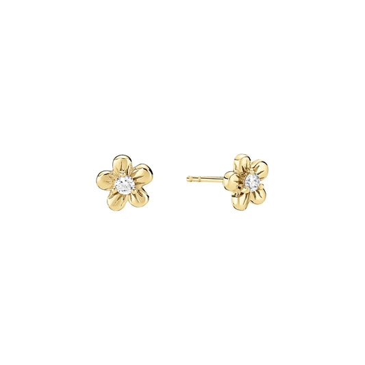 8 kt. guld ørestikker blomst og diamamt 0,14 ct 333