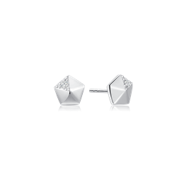 Sølv ørestikker rhodineret 5 kanter en med syntetisk cubic zirconia.