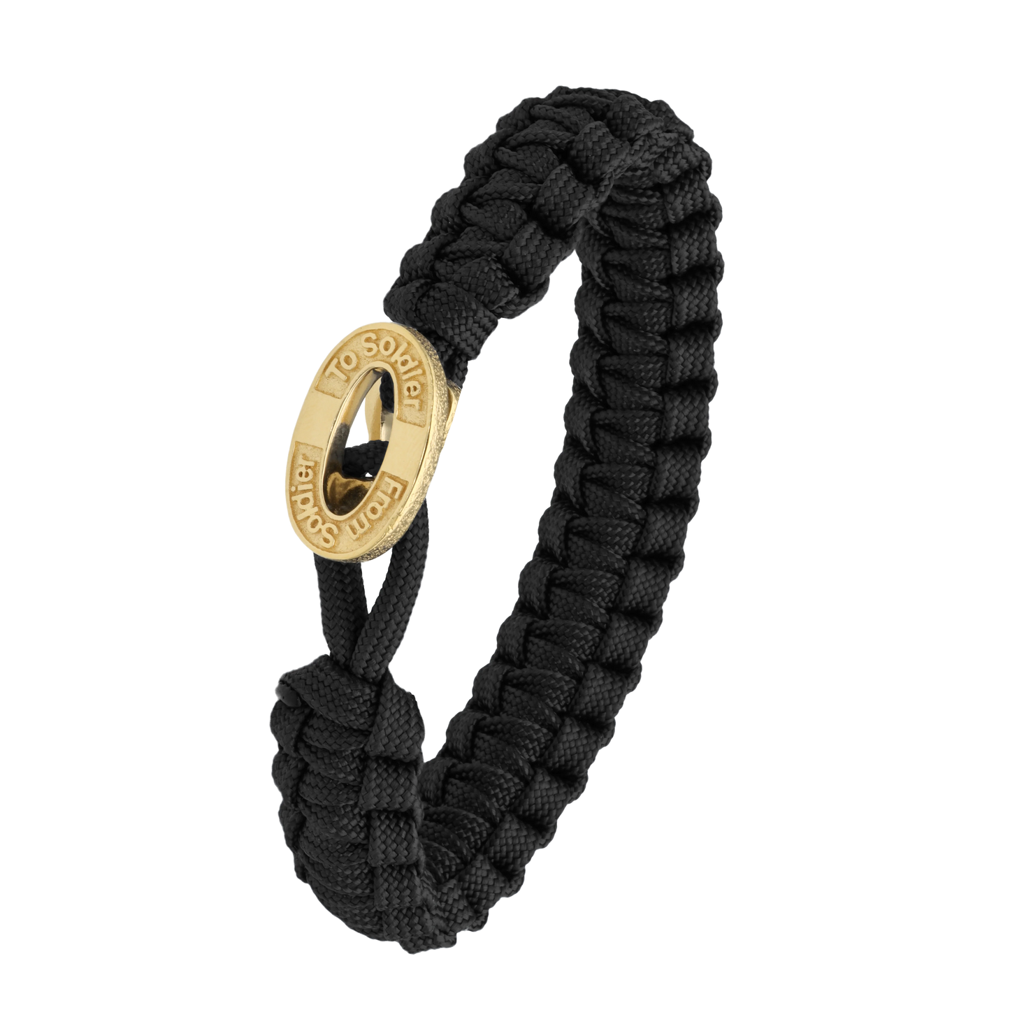 From Soldier To Soldier Armbånd Sort med Oxideret Forgyldt Sterling Sølv Lås 18-25 cm