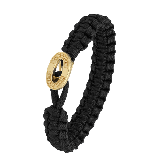 From Soldier To Soldier Armbånd Sort med Oxideret Forgyldt Sterling Sølv Lås 18-25 cm
