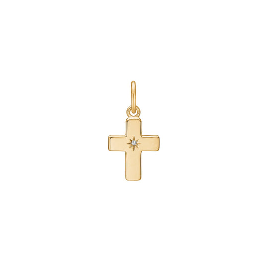 8 kt. Gildvedhæng kors med diamant 12x10mm 1x0,005 ct W.SI
