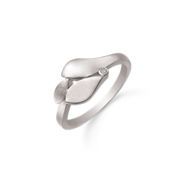 Sølv ring rhodineret 3 blade mat og blank