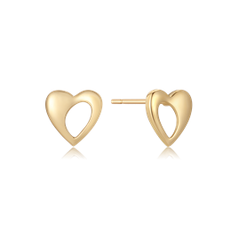 14 kt. guld ørestikker hjerte med hul i den ene side.