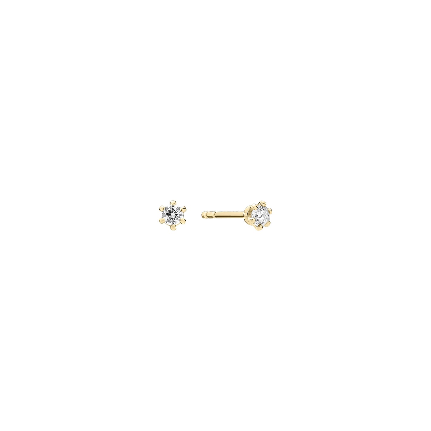8 kt. guld ørestikker med lab grown diamanter 2x0,07 CT TW.VS