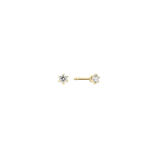 8 kt. guld ørestikker med lab grown diamanter 2x0,07 CT TW.VS
