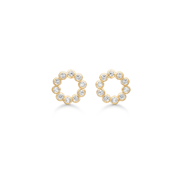 14 kt. guld ørestikker cirkel af 11 cubic zirconia