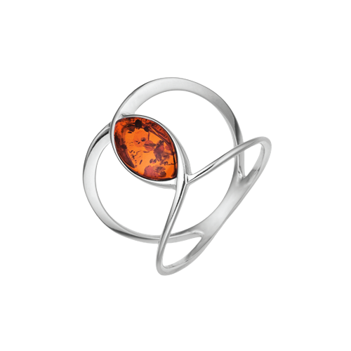 Sølv ring rhodineret øje med rav. Mål: 15 x 7 mm.