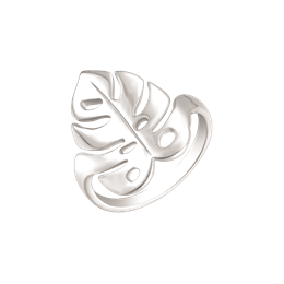 Sølv ring rhodineret blad. Mål: 19 x 15 mm.