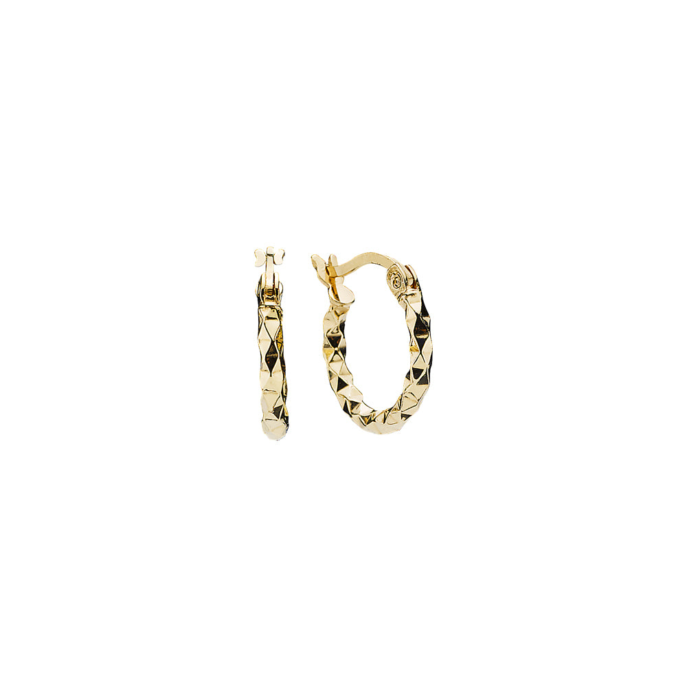 Creol diamantskåret diameter 10mm forgyldt sølv