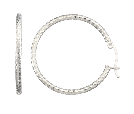 Sølv creol diamantskåret diameter 25mm