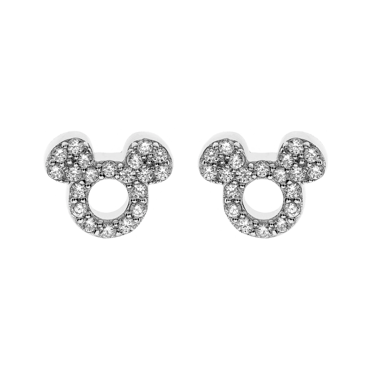 Sølv ørestikker Mickey med cubic zirconia.