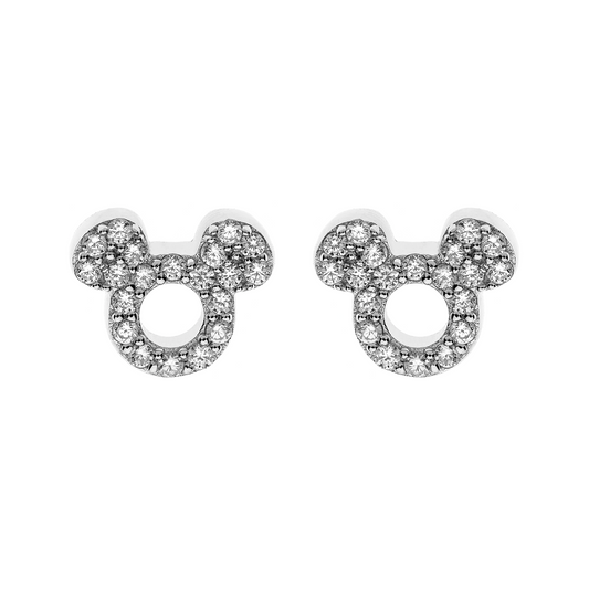 Sølv ørestikker Mickey med cubic zirconia.