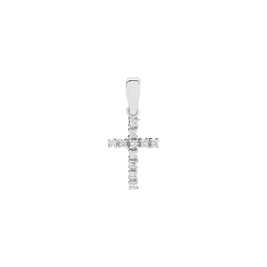 Sølvvedhæng kors 13x9mm med zirkonia