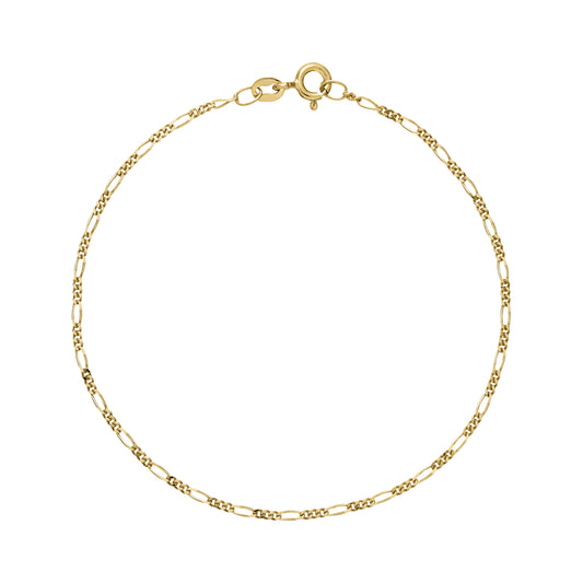 9 kt. guld armbånd figaro 18,5 cm