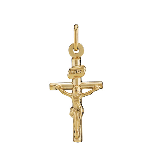9 kt. guldvedhæng kors med kristus 21x13mm