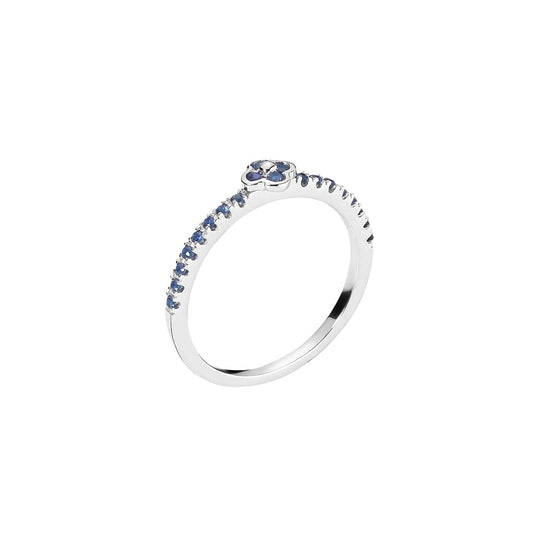 8 kt. guldring med safir, hvidguld