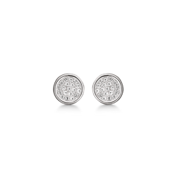 14 kt. hvidguld ørestikker cirkel med syntetiske cubic zirconia.