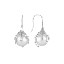 Sølv ørehænger rhodineret krog med 7 grabber om swarovski perle kugle.