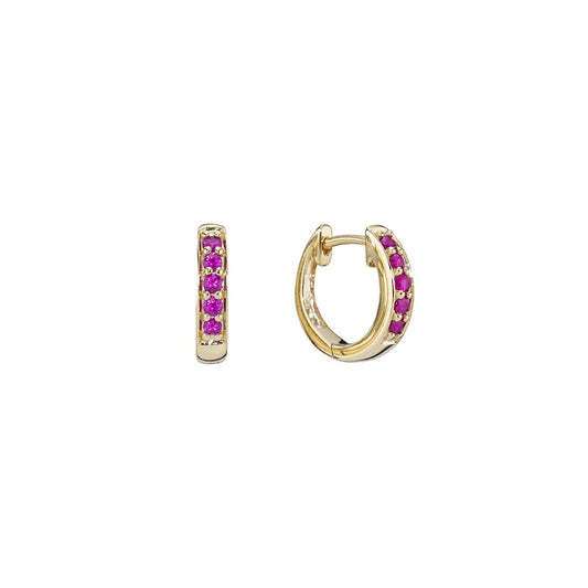 8 kt. guld creol diameter 13mm med 5xrubin