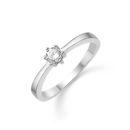 Sølv ring 3,75 mm syntetisk cubic zirconia med 6 grabber.