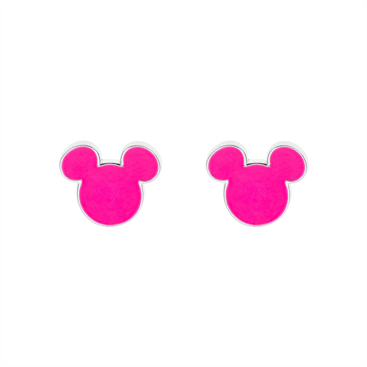 Sølv ørestikker Mickey i pink hele ansigt.
