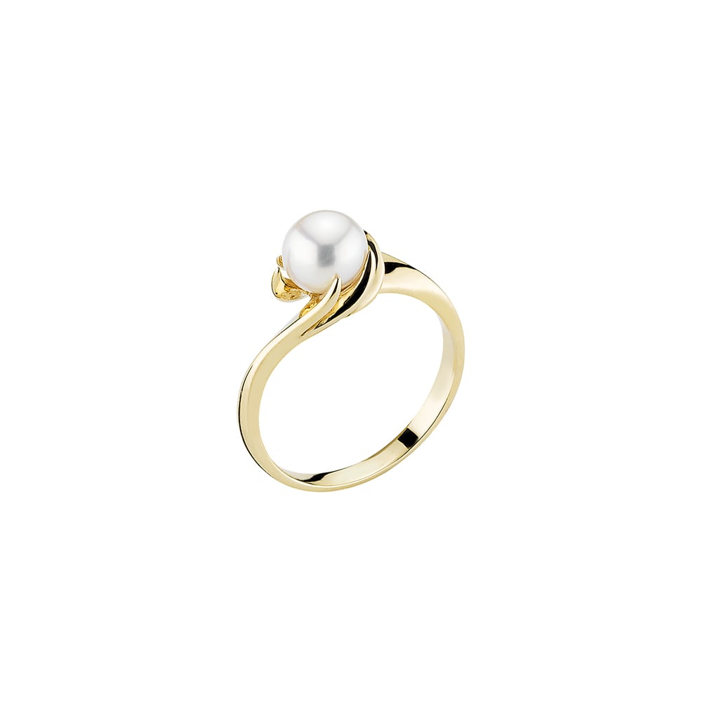 14 kt. guldring med stor kulturperle