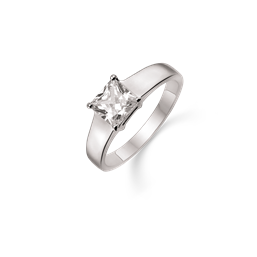 Sølv ring rhodineret firkantet  cubic zirconia - 6 mm