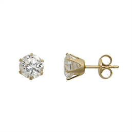 14 kt. guld ørestikker 6 mm syntetisk cubic zirconia i 6 grabber.