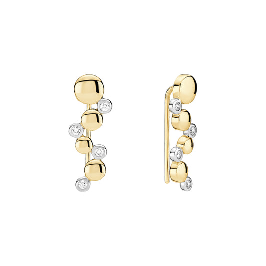 8 kt. guld Earcrawler 2 farvet med diamanter 8x0,02 CT W.SI