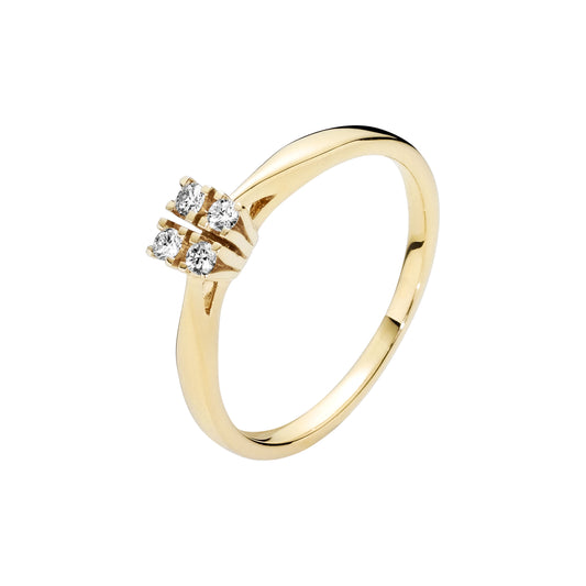 14. kt. guldring med diamanter 4 stk 0,12CT W.SI 585