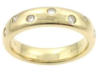 Fingerring i 14 kt guld med 7 diamanter