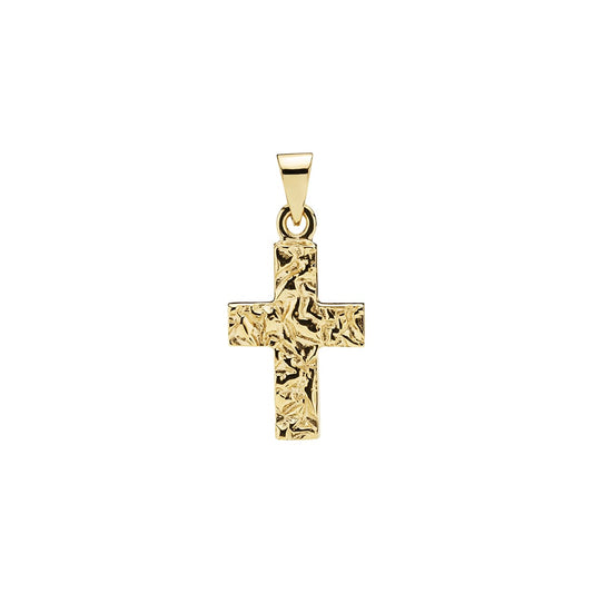 8 kt. guldvedhæng kors rustik 16x10mm