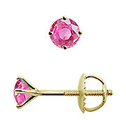18 kt. guld ørestikker isat naturlige pink safirer. 2 x 0.125 ct - 2 x 0.75 ct.