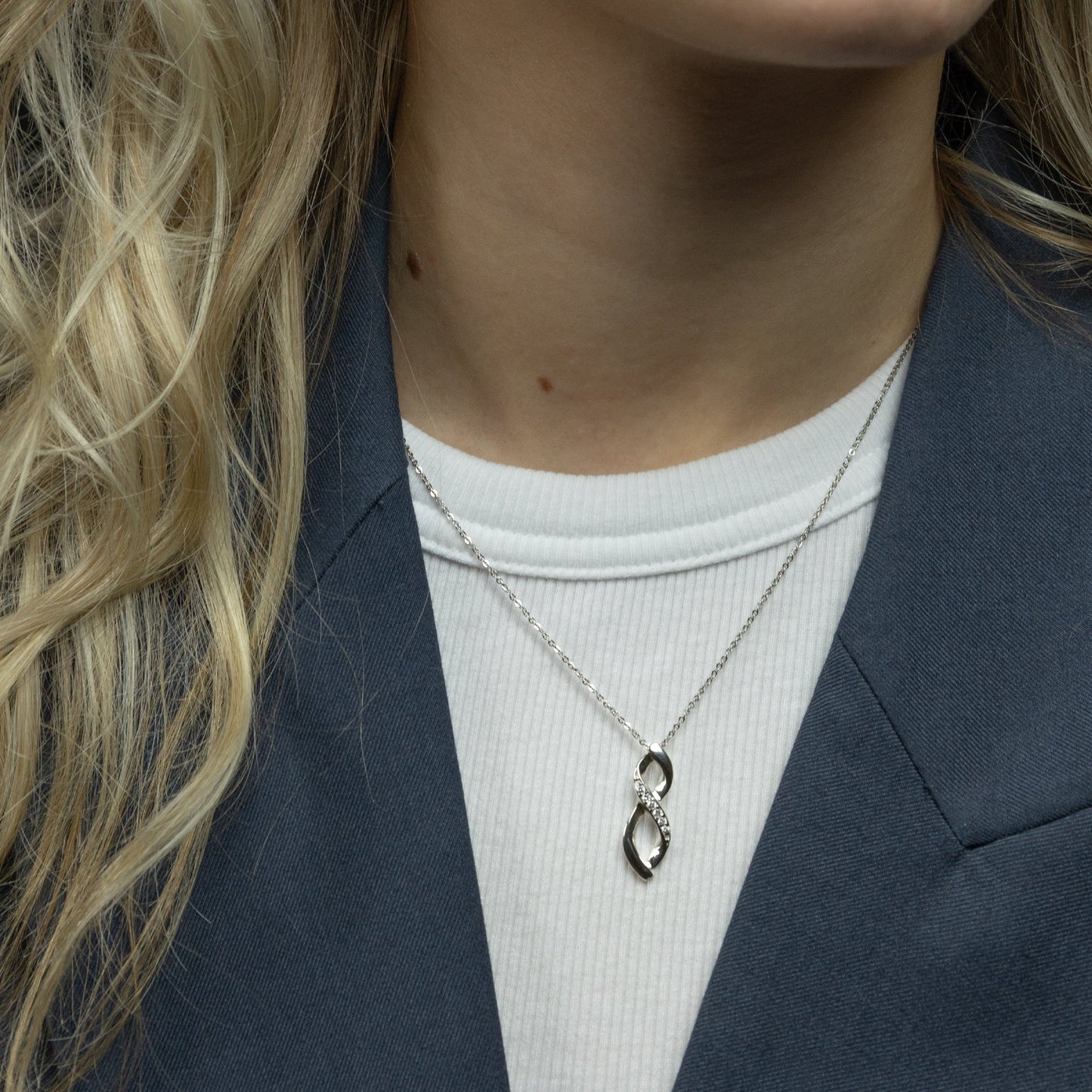 RHOD. SØLV SÆT COLLIER+ØRESTIK