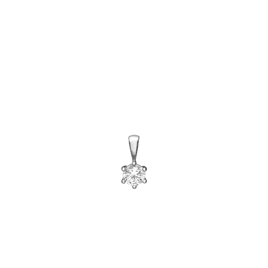 Cubic Zirkonia Vedhæng Rhodineret Sterling Sølv 5 mm